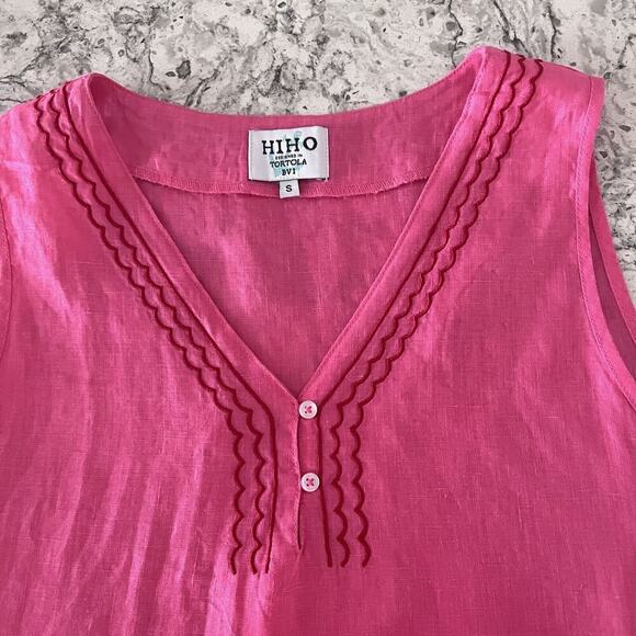 Hiho Tortola 100% Linen Tank Top Women’s Size Small Tunic Pink Boho Lagenlook - Picture 8 of 9